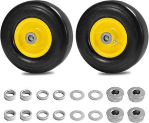 lot 6528 image: Parts Camp 9x3.50-4 Flat Free Tire and Wheel Lawnmower Tire (Set of 2)