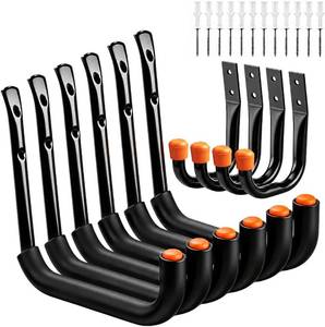 lot 6533 image: HORUSDY 10-Pack Garage Hooks Heavy-Duty Wall Hooks for Bikes & Kayaks