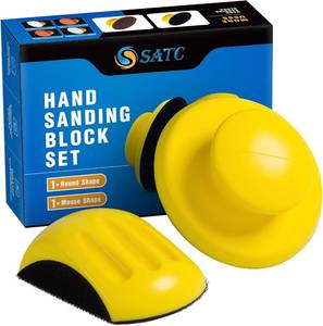 lot 6539 image: S SATC 5-Inch Hook-and-Loop Sanding Blocks, 2 Pcs, RoundMouse Hand Sanding