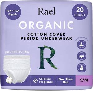 lot 6545 image: Rael Disposable Period Underwear, Organic Cotton Cover (Size S-M, 20 Ct)