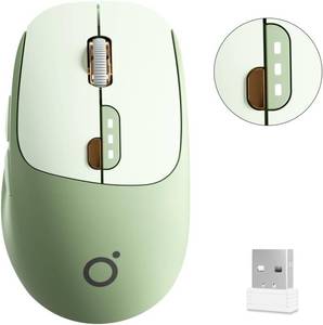 lot 6564 image: Dual-Mode Bluetooth Wireless Mouse with Visible Battery Indicator - Green