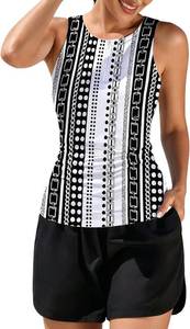 lot 6567 image: Inno Tankini Swimsuits for Women 2 Piece Bathing Suit Swim Tops and Shorts L