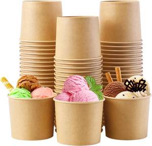 lot 6574 image: Lamosi Disposable Kraft Ice Cream Bowls 100 Count, 11 oz Paper Sundae Cups