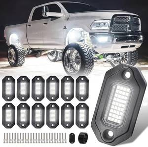 lot 6583 image: 12 Pods Pure White LED Rock Lights, 6500K, 15ft Wires, IP68