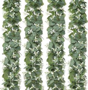 lot 6500 image: Eucalyptus Garland with White Flowers 4 Packs 5.9Ft Artificial Plants Vines