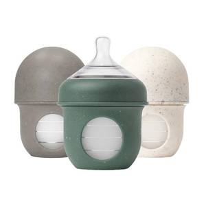 lot 6584 image: Boon Nursh Silicone Baby Bottles - Green Speckle - 4 Oz - 3 Count