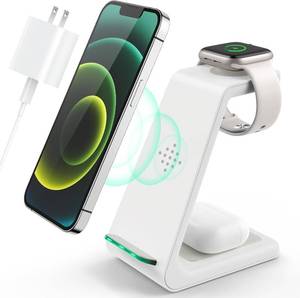 lot 6585 image: 3-in-1 Wireless Charging Station, Desk Charger for iPhone, Watch, AirPods