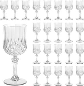 lot 6501 image: Plastic Wine Glasses Set of 24, 7.7 oz Reusable Plastic Goblets, Clear