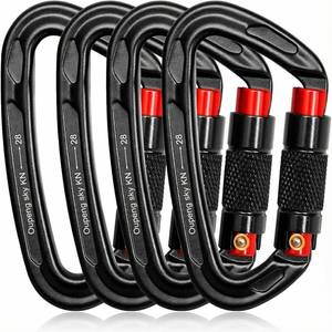 lot 6592 image: Oupeng Sky Auto Locking Carabiner Clips - 28KN Heavy Duty, Large Clip