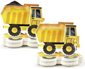 lot 6596 image: Naozinebi 50 Pcs Construction Truck Theme Paper Plates Party Tableware