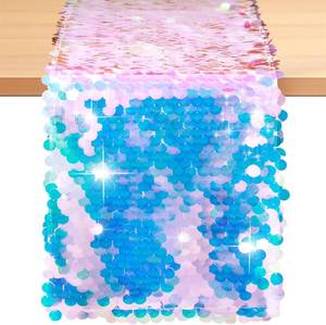 lot 6597 image: Mermaid Party Table Runner 12 x 84 in with Tail Scales Sequin