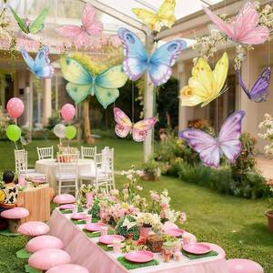 lot 6508 image: 18 Pcs Large Butterfly Party Decor 3D Watercolor Paper Hanging