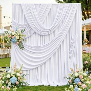 lot 6604 image: 10ftx12ft White Backdrop Curtains for Wedding Party 2 Panels 5 12FT Tall