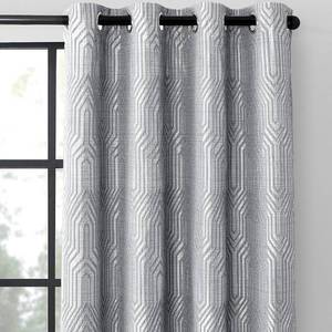 lot 6615 image: Light Grey & Silvery 100% Blackout Jacquard Curtains, 52W x 96L, 2 Panels