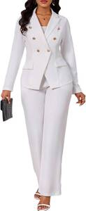 lot 6617 image: Ophestin Two Piece Sets for Women Blazer Double Breasted Pants Suits Set XXL