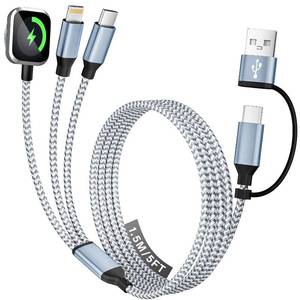 lot 6625 image: Travel Essentials 3-in-1 Charging Cable for PhoneWatch USB-AUSB-C, 5FT