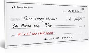 lot 6632 image: Sustainable Greetings Reusable Giant Paper Check - 30 x 16 in Dry-Erase Board