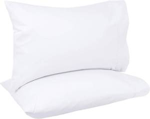 lot 6522 image: Amazon Basics 400 TC Cotton Pillowcases, Standard 30 L x 20 W, White-2-pk