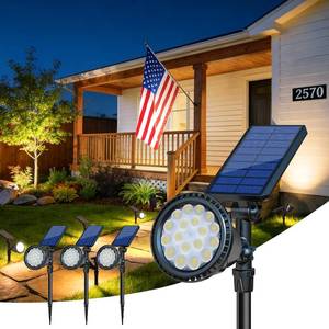 lot 6642 image: DBF Solar Outdoor Lights, 600LM Waterproof, 18 LED, Auto OnOff, 2-Pack