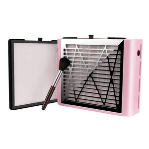 lot 6655 image: BRANTMAKER Nail Dust Collector with Brush and 2 Reusable Filters (Pink)