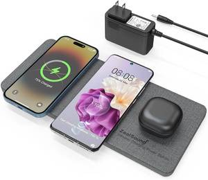 lot 6661 image: ZealSound 3-in-1 Wireless Charger Pad for iPhone, Galaxy, Pixel, 24W