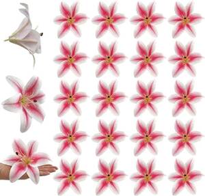 lot 6673 image: 20Pcs 6-Inch Large Artificial Lilies Flower Heads with Realistic Stamens