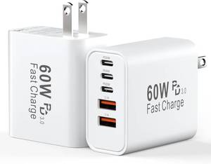 lot 6676 image: USB C Fast Charger Blocks, 60W iPhone USB Type C Wall Charging Power Blocks
