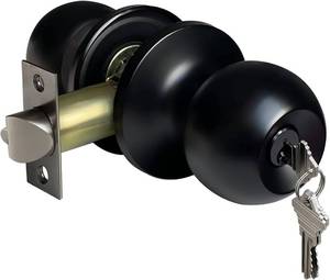 lot 6677 image: BESTTEN Keyed Entry Door Knob, Heavy Duty Entrance Door Lock, Matte Black