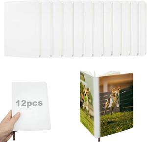 lot 6684 image: 12 Pack A5 Sublimation Notebook, Hardcover PU Leather, 100 Lined Pages