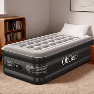 lot 6685 image: OhGeni 20 Raised Twin Air Mattress with Built in Pump, Blow Up Bed, 500lb