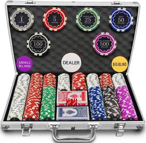lot 6687 image: 500Pcs Poker Chip Set with Aluminum Case, 11.5g Clay Chips, 2 Decks, 5 Dice  2