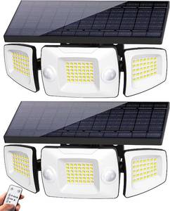 lot 6688 image: Deepn Solar Outdoor Lights, Dual Motion Sensors Remote Control Waterproof