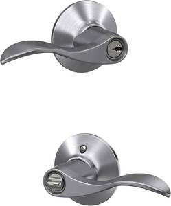 lot 6692 image: SCHLAGE Accent Keyed Entry Door Handle, Reversible, Satin Chrome