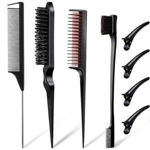 lot 6693 image: 8-Piece Hair Styling Set Teasing & Edge Brushes, Triple & Rat-Tail Combs