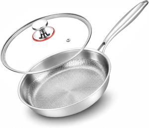10-Inch Titanium Alloy Hammered Frying Pan with Lid, Induction Compatible