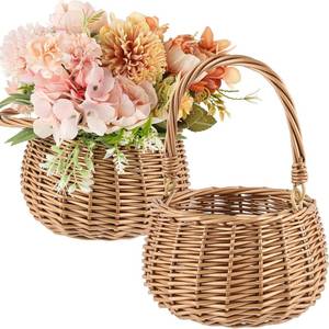 lot 6706 image: Weysat 2 Pcs Samll Flower Girl Basket, 6.69 x 9.06 Inches, Natural