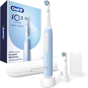 lot 6707 image: Oral-B Rechargeable Toothbrush iO3 Deep Clean, 3 Modes, 2 Heads, ICY Blue