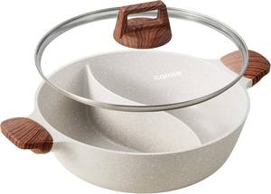 lot 6708 image: CAROTE 4.5QT Stockpot with Divider Double Flavor, White Granite