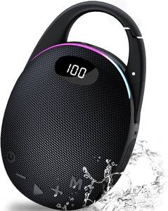 lot 6723 image: coioc Mini Bluetooth Speaker HD Sound, LED Display, 25H Playtime, Carabiner