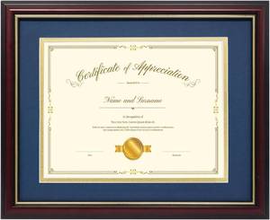 lot 6726 image: 8.5x11 Document Frame with Navy and Gold Mat for DegreeDiploma