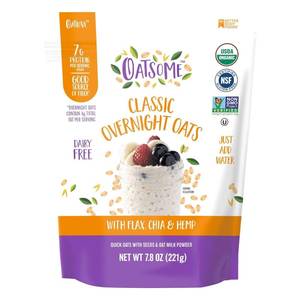 lot 6734 image: 2 Pack Oatsome Overnight Oats 7.8 Oz, 7g Protein, Flax &amp Chia Seeds, Gluten-Free