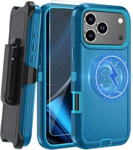 lot 6795 image: Magnetic iPhone 17 Pro Max Case with Belt Clip, MagSafe (Lake Blue)