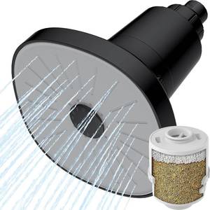 lot 6808 image: Ryamen Filtered Shower Head with Filter - High Pressure Rain Head, Black