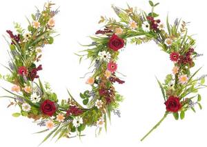 lot 6809 image: 6FT Summer Garland - Red Rose & Pink Daisy Artificial Flower Vine for Decor