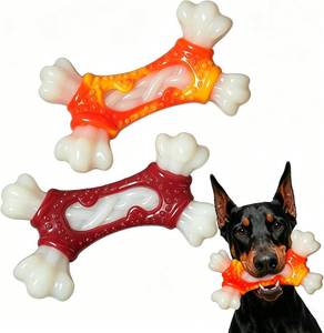 lot 6814 image: Tough Dog Toys for Aggressive Chewers, 2-Pack Nylon Bones, Beef Flavor