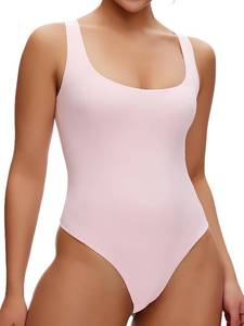 lot 6823 image: NANJI Sleeveless Tank Bodysuit for Women - Slim Scoop Neck Thong Bodysuit Medium