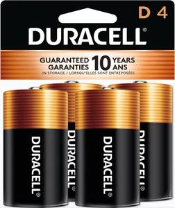 lot 6879 image: Duracell Coppertop D Batteries, 4 Count, 10-Year Shelf Life, Long-lasting