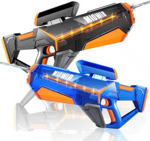 lot 6881 image: Electric Water Gun 2 Pack, Automatic, Long Range & Large Capacity BlackBlue