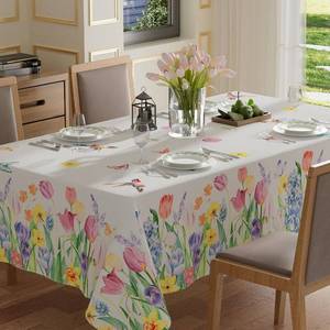 lot 6891 image: XCHI Wildflowers Tulips Tablecloth 60x84 Inch Rectangle, Washable