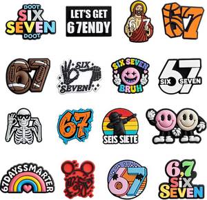 lot 6899 image: 16PCS 67 Shoe Charms,6 7 Meme Shoe Decoration Party Gifts Ornament Merch